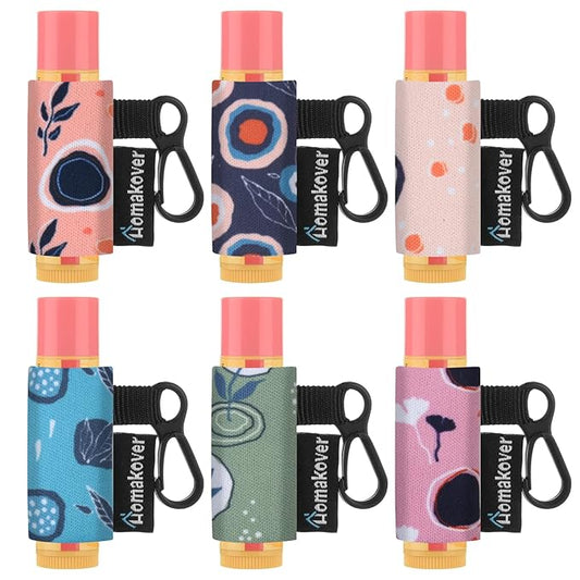 6 Pack Compact Clip-On Chapstick Holder Premium Release Clip Neoprene Sleeve Lip Balm with Clip Fits Most Standard Lip Balm (Colored Whale)-Velvo Beauty
