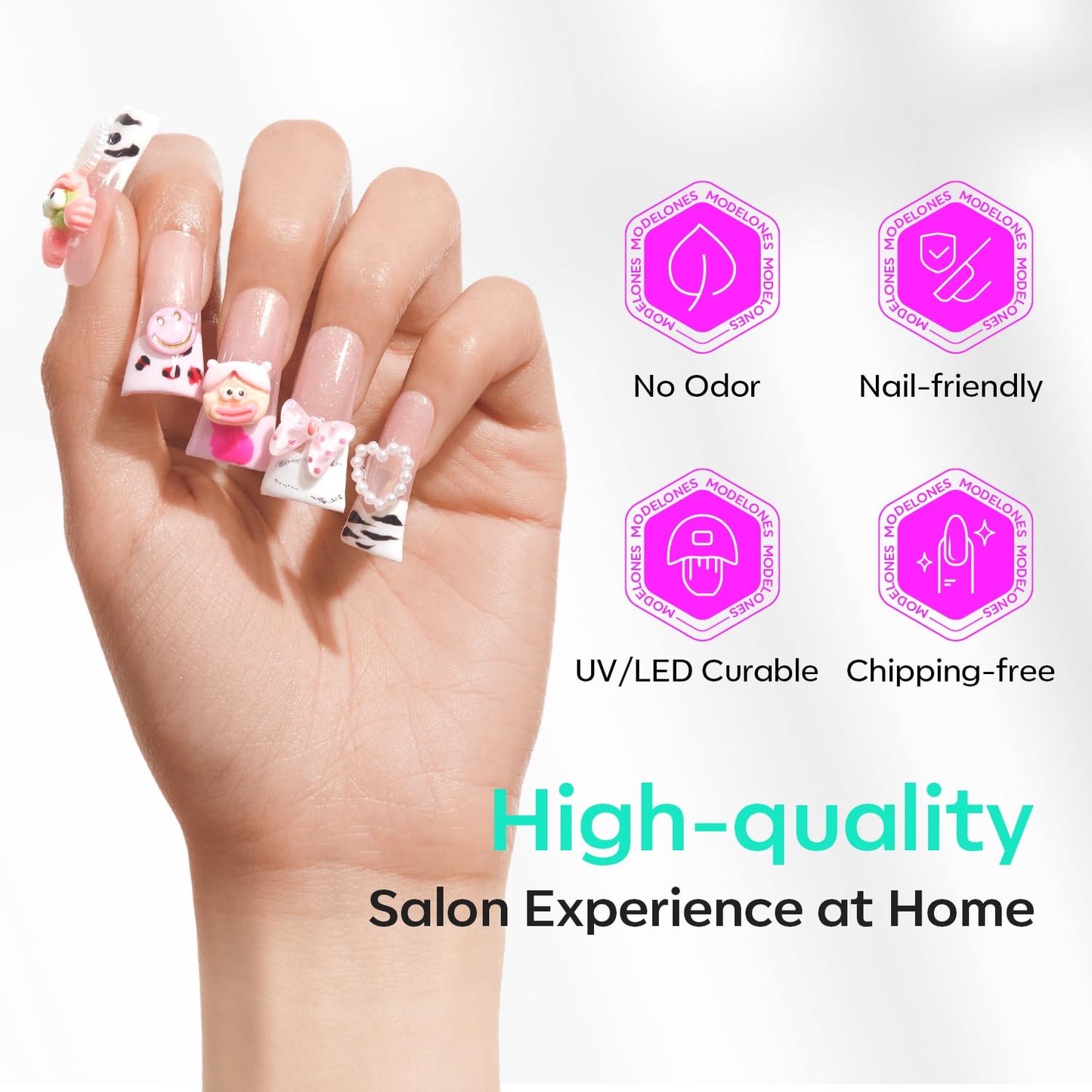 modelones Duck Nail Tips, Short Flare Pre-Shape Half Cover Soft Gel Tips Wide Style Acrylic Fake Nails False Clear Press on Extension Gel Kit Manicure DIY at Home 216PCS 12Sizes-Velvo Beauty
