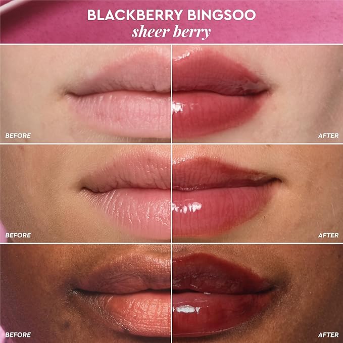 Glow Recipe Glass Balm Lip Treatment - 12Hr Hydrating Lip Balm & Moisturizer with Hyaluronic Acid to Smooth, Plump & Protect from Dryness - Sheer Berry High Shine Tint, Blackberry Bingsoo (15 ml)-Velvo Beauty