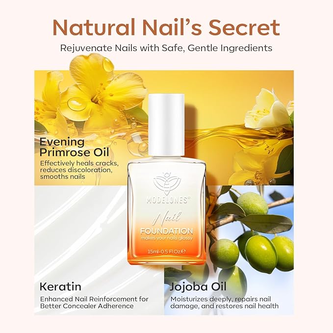 modelones Nail Strengthener, Milky White Nail Polish Natural Nail Concealer Foundation Air Dry Nail Growth Polish for Damaged Nails Imperfection Masking Gifts for Women 15ml-Velvo Beauty