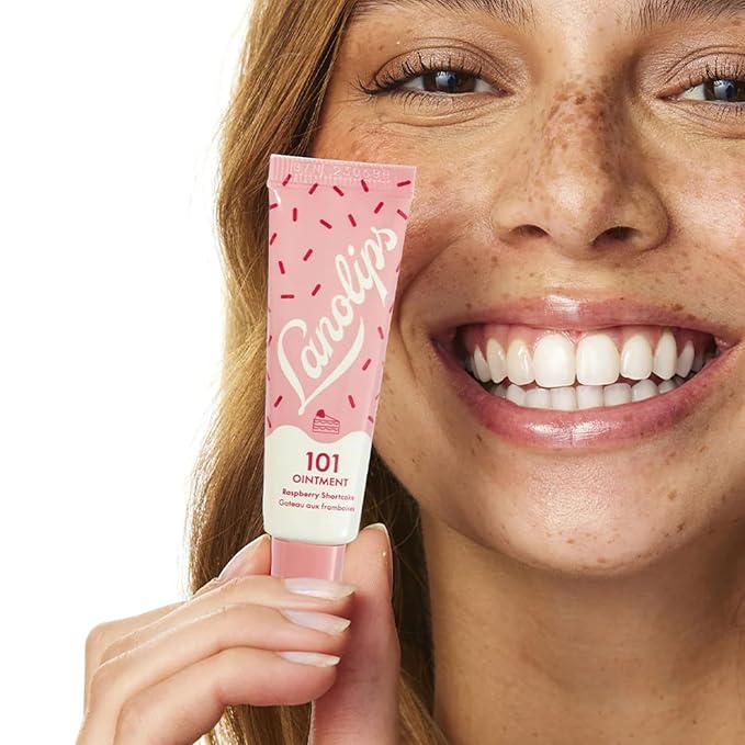 Lanolips 101 Delicious Rasberry Shortcake - Lip Balm with Vitamin E Oil and Lanolin for Lip Hydration - Naturally Flavored Lanolin Lip Balm for Very Dry Lips - Dermatologist Tested (.35 Oz)-Velvo Beauty