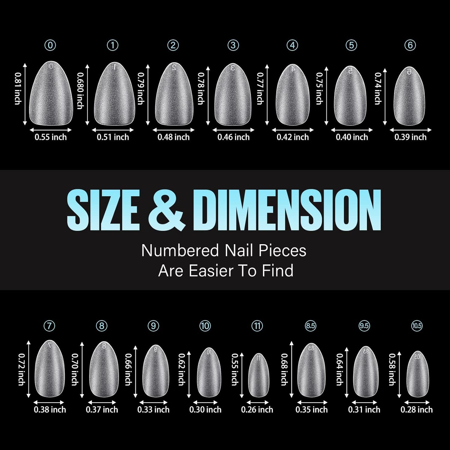 TOMICCA Short Almond Nail Tips - 450Pcs Acrylic Nail Tips Kit, 15 Sizes Pre Buffed Almond False Tips, Full Cover Double-sided Matte Nails for Nail Art Extension Press on Nails-Velvo Beauty