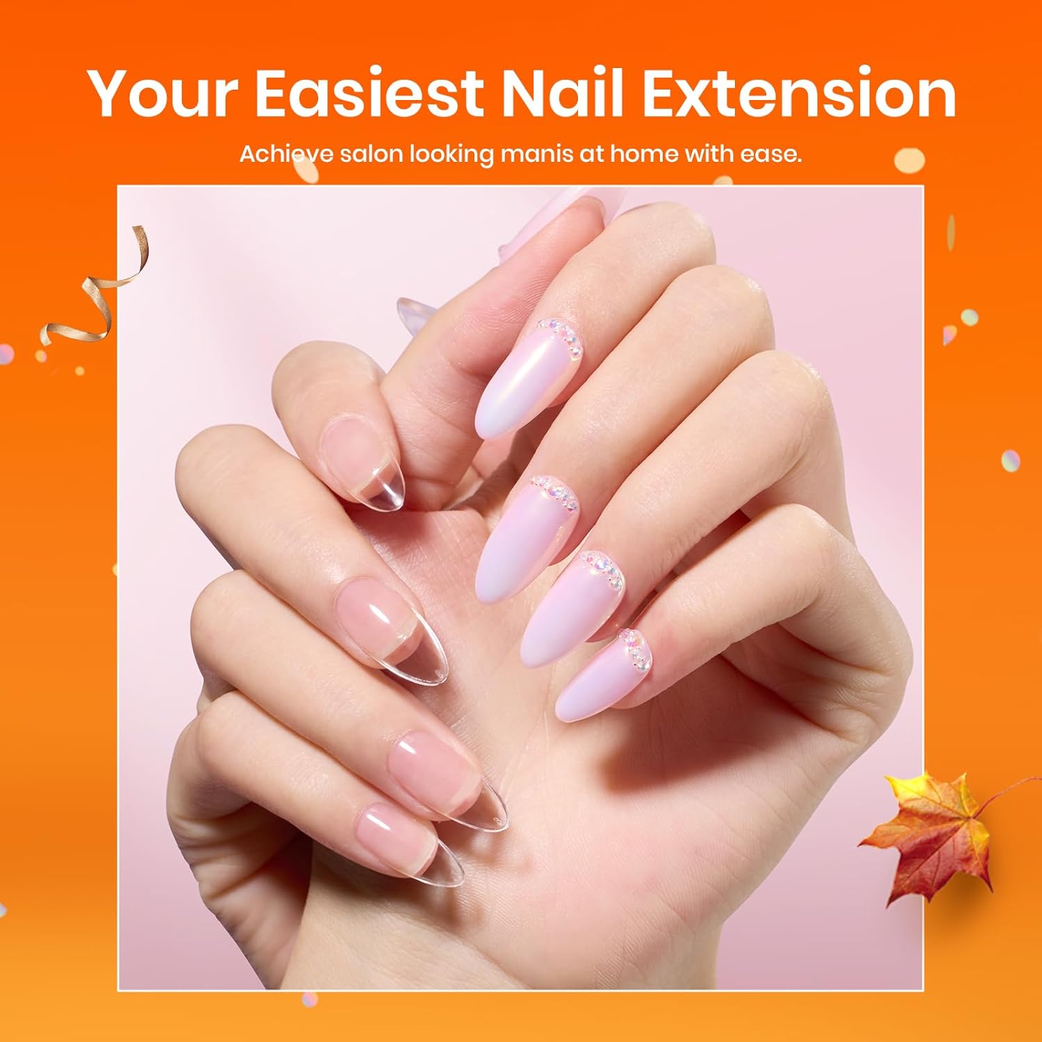 Beetles Gel Nail Kit Medium Almond with Nail Dehydrator and Primer, 576Pcs Half Matte Etch-X Gel Nail Tips Solid Nail Glue Mini Nail Lamp Acrylic Nail Tips Easy DIY Nail Extension Set Gift for Women-Velvo Beauty