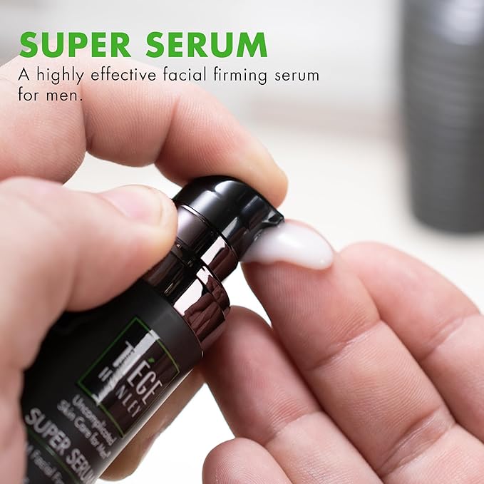 Tiege Hanley Anti-Aging Face Serum, SUPER SERUM (2-Pack) - Skin Tightening Facial Serum for Men - Mens Serum For Face with Sodium Hyaluronate & Retinyl Palmitate for Smoother & Tighter Skin, 0.5 Fl Oz-Velvo Beauty