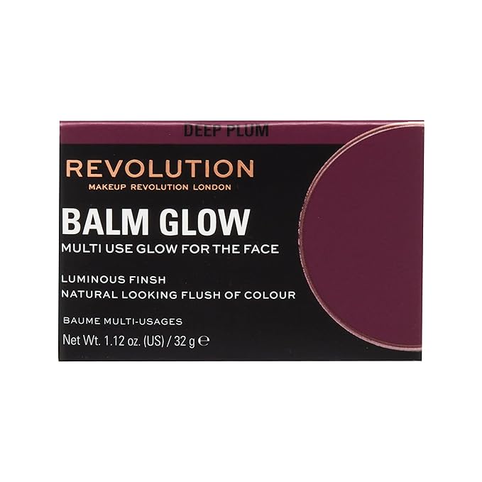 Revolution, Balm Glow, Multi-Use Balm for Cheeks, Eyes & Lips, Buildable Formula, Dewy Finish, Deep Plum, 1.12 Oz.-Velvo Beauty