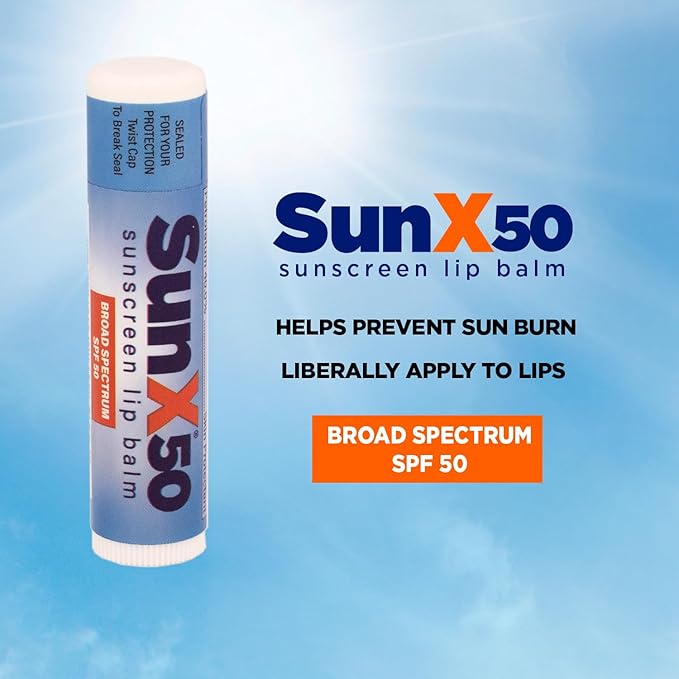 CoreTex Sun X 50 Lip Balm SPF 50 (Bulk Pack of 72) - Lip Sunscreen SPF 50 Water Resistant Up To 80 Minutes and Free Parabens & Oxybenzone - Broad Spectrum (UVA/UVB) Protection-Velvo Beauty