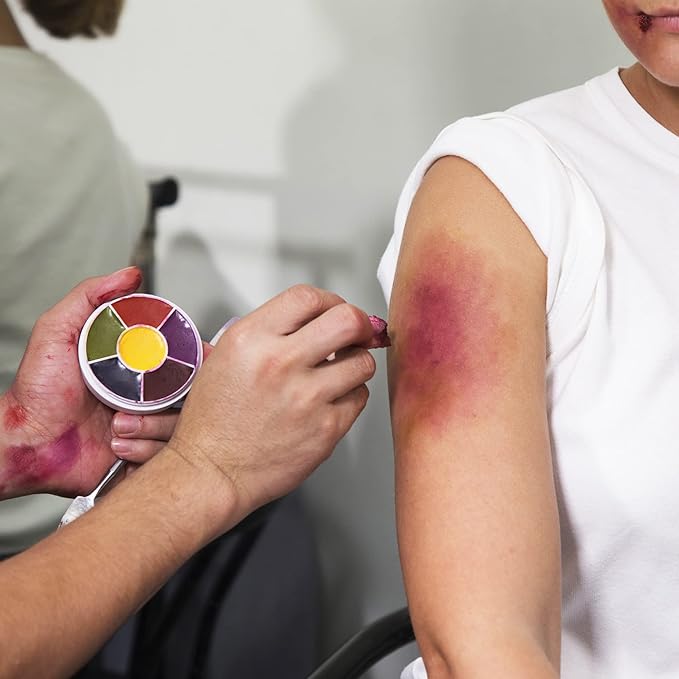 6-Color Bruise Wheel, Professional SFX Cream Makeup Palette with Foam Sponges for the Stage, Film, Costumes, Cosplay-Velvo Beauty