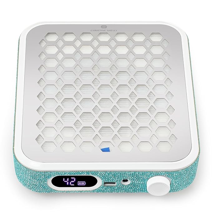 Nail Dust Collector, Rechargeable Dust Collector Nail Tech, Powerful Vacuum Fan Vent Dust Collector Extractor Dust Suction Machine for Acrylic Nails Polishing, Nail Salon&Home, Blue-Velvo Beauty