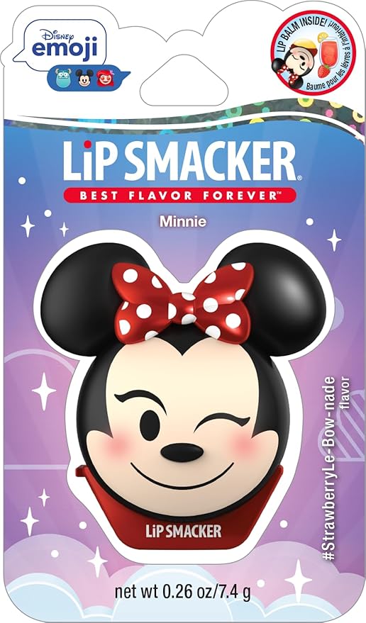Lip Smacker Disney Minnie Mouse Emoji Lip Balm, Strawberry Lemonade Flavored, Clear, For Kids-Velvo Beauty