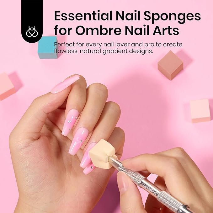 Beetles Gel Polish Soft Nail Sponges for Ombre, 88Pcs Large Size Nail Art Sponges With Grabbing Pen, Ombre Nail Brush to Creat Color Gradient Effect, Manicure Nail Art Tools for Nail Art Design-Velvo Beauty