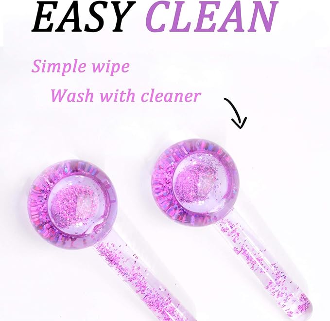 ICE Beauty Balls for Facial, 2PCS Purple Facial Roller for Cold Facial Massage Face Roller Balls with Anti-Freeze Liquid to Reduce Puffiness, Pores, Wrinkles…-Velvo Beauty