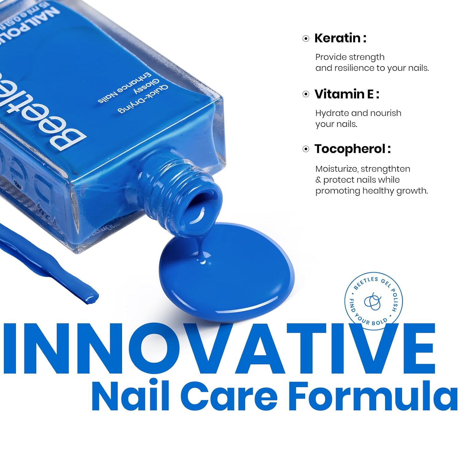 Beetles Blue Nail Polish 1Pcs 15ml Paulina Lapis Blue Color Fingernail Polish-Fast Drying & Long Lasting Nail Polish for 4th of July Nail Salon-Quality Results-Velvo Beauty