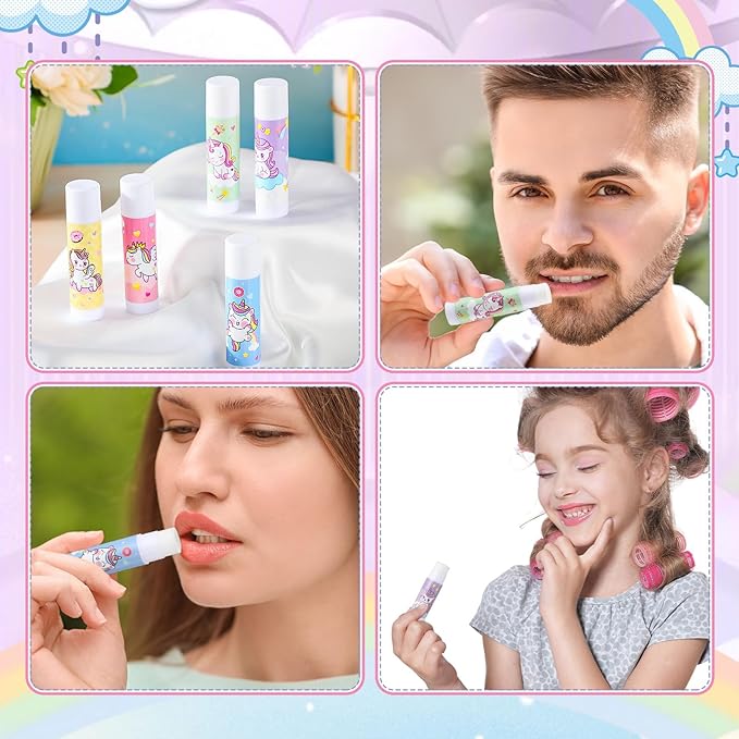 100 Pcs Unicorn Party Favors Lip Balms Bulk for Kids Birthday Party Moisturizing Lip Balm for Unicorn Themed Celebration Gifts Lip Care Products for Classroom Rewards Favor Party Supplies-Velvo Beauty