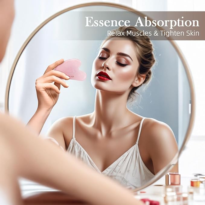 BESKAR Gua Sha Facial Tools, Natural Jade Stone Guasha Massager for Jawline Sculpting, Tighten Face Skin and Reduce Wrinkles, Face Eyes Body Neck Massage Tool, Skin Care Gift-Velvo Beauty