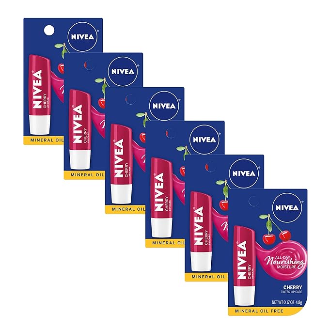 NIVEA Cherry Lip Care - Tinted Red for Beautiful, Moisturized Lips - .17 oz. Stick (Pack of 6)-Velvo Beauty