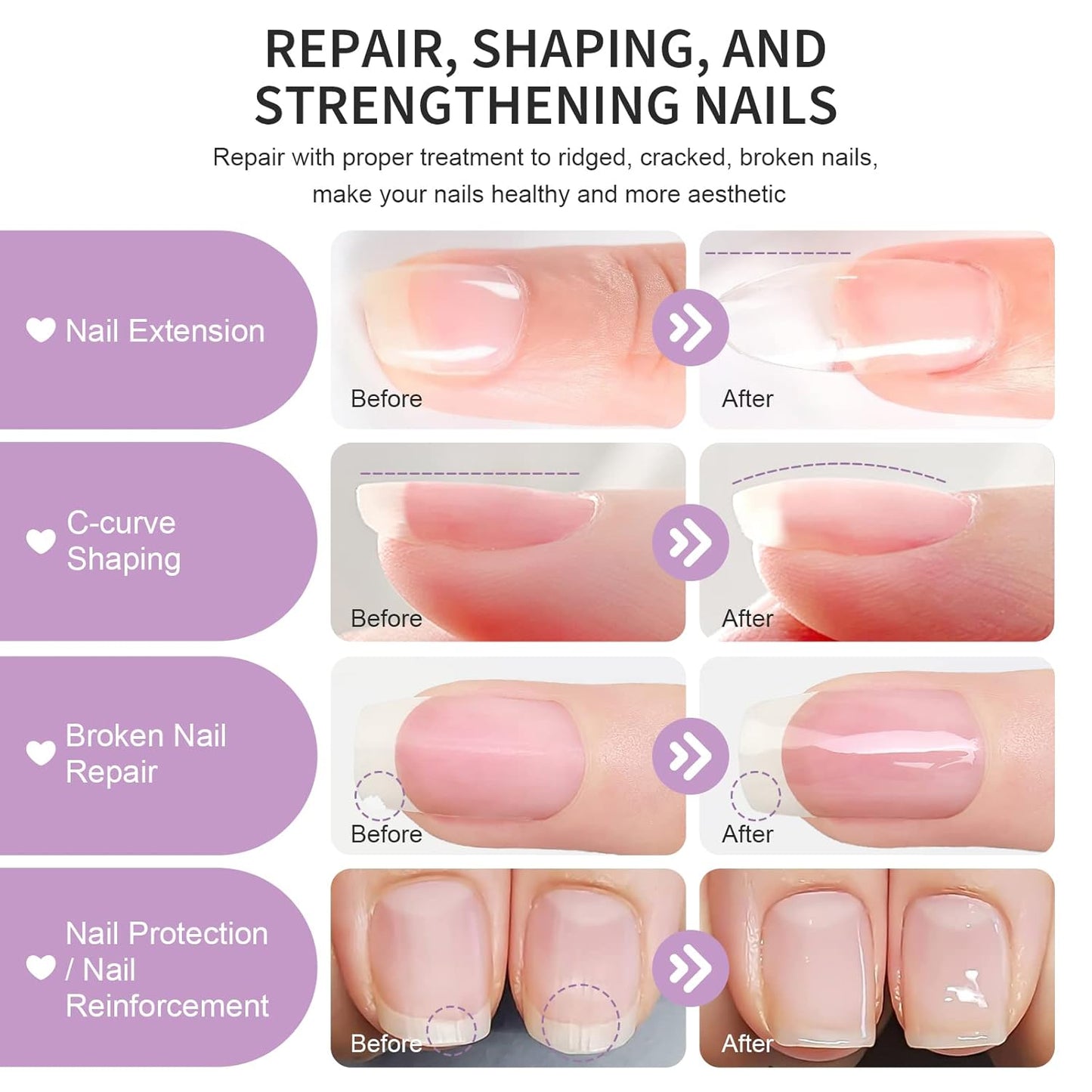 X&D Poly Gel Nail Kit - Natural Clear 5 Colors, Dual Forms, Gel Brush with Spatula, Professional Nail File and Buffer Set-Velvo Beauty