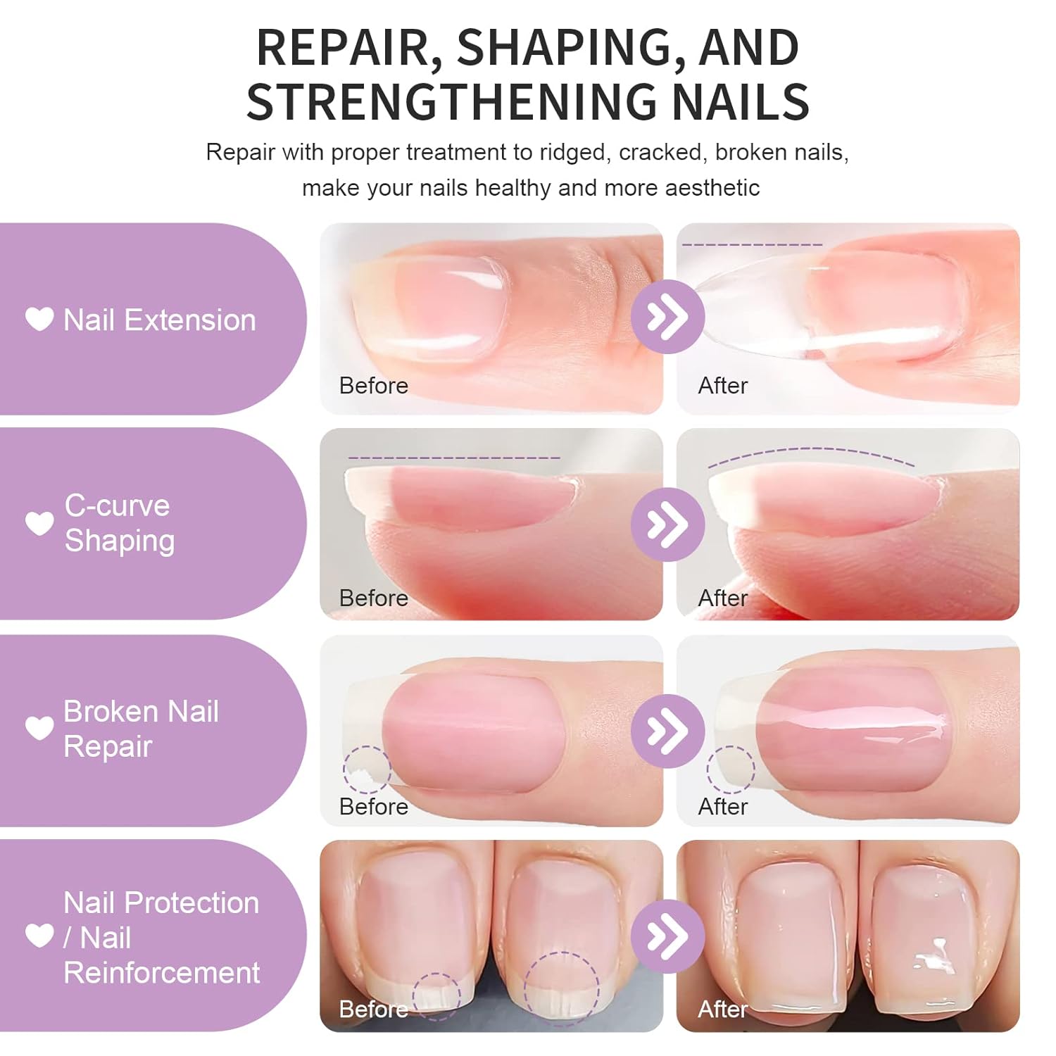 X&D Poly Gel Nail Kit - Natural Clear 5 Colors, Dual Forms, Gel Brush with Spatula, Professional Nail File and Buffer Set-Velvo Beauty