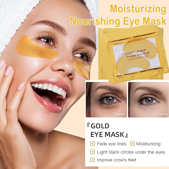 30 Pairs Cherry Lip Masks & 24K Gold Under Eye Patches, Gel Crystal Collagen Lip & Eye Patches for Puffy Eyes, Effectively Moisturizing Nourishes Lip & Eye Skin for Reducing Fine Lines & Dark Circle-Velvo Beauty