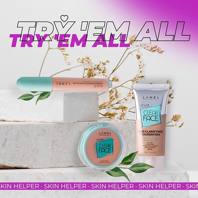 Lamel- Oh my Clear Face Foundation- SPF15-408 Golden | Contains tea tree extract and salicylic acid |Controls sebum production |Anti-blemish formula |SPF 15 |Oil free foundation | 40ml-Velvo Beauty
