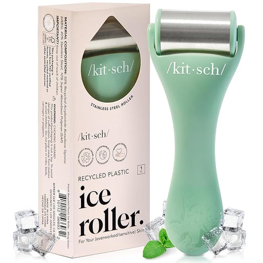Kitsch Ice Roller for Face – Stainless Steel Face Ice Roller to Reduce Puffiness, Redness & Headaches – Cooling Facial Roller for Skin Care, Irritation Relief & Spa-Like Experience at Home - Mint-Velvo Beauty