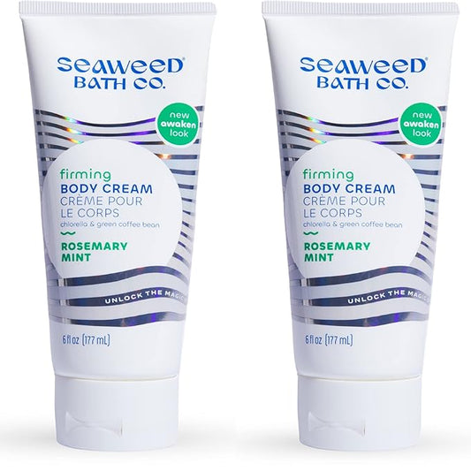 Seaweed Bath Co. Firming Body Cream - Rosemary Mint - Hydrating Hand and Body Lotion with Hyaluronic Acid - Toning Skin Moisturizer for Dry Skin - 6 oz (Pack of 2)-Velvo Beauty