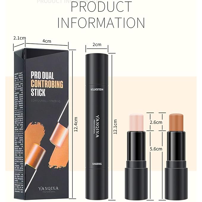 Double-End Contour Highlighter Stick, Face Contour Makeup Contouring Sticks Cream Concealer (1)-Velvo Beauty
