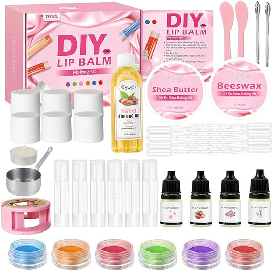 TSVATE DIY Lip Balm Kit, 47Pcs Lip Balm Making Kit for Kids, Make Your Own Lip Balm, DIY Lip Care Kit by Multi-flavor and Multicolored, DIY Makeup Set for Birthday Gift-Velvo Beauty
