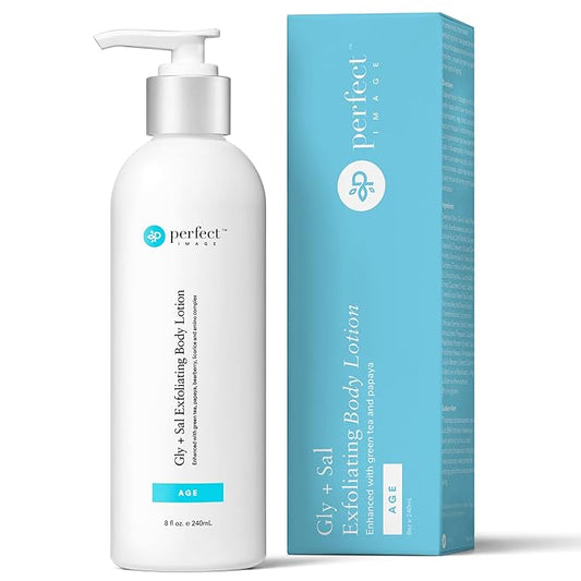 Perfect Image Gly + Sal Exfoliating Body Lotion, 8% Glycolic Acid and 2% Salicylic Acid Lotion Enhanced with Green Tea, Papaya, Bearberry, Licorice and Amino Complex-Velvo Beauty