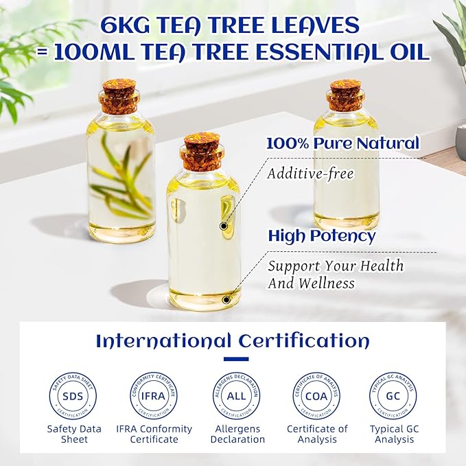 HIQILI Tea Tree Oil for Skin, Hair Restoration, Added to Shampoo, Body Wash, Foot Soak Use - 3.38 Fl Oz-Velvo Beauty