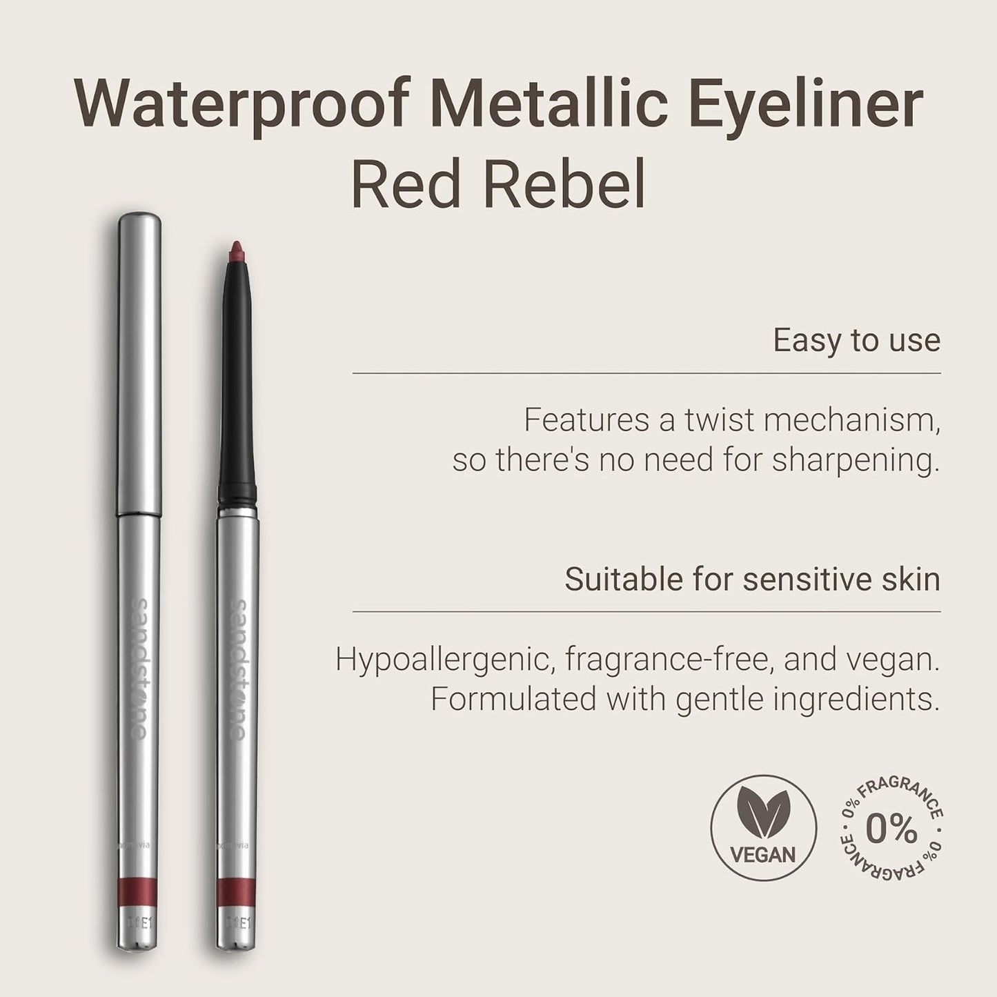 Hypoallergenic Waterproof Red Rebel Eyeliner Pencil-Velvo Beauty