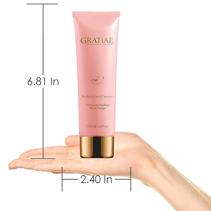 Gratiae Organics Purifying Exfoliating Facial Cleanser, exfoliating face scrub & face wash with witch hazel, jojoba oil, hydrating, non-drying skin care, 4.05Fl-Velvo Beauty