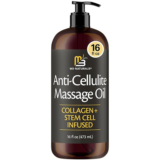 M3 Naturals Firming Body Massage Oil with Collagen & Stem Cell – Helps Smooth The Appearance of Cellulite & Improve Skin Texture – Refreshing Aromatherapy Body Oil for Legs & Full Body – 16 Fl Oz-Velvo Beauty