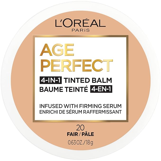 L'Oreal Paris Age Perfect 4-in-1 Tinted Face Balm Foundation with Firming Serum, Fair 20, 0.63 Ounce-Velvo Beauty