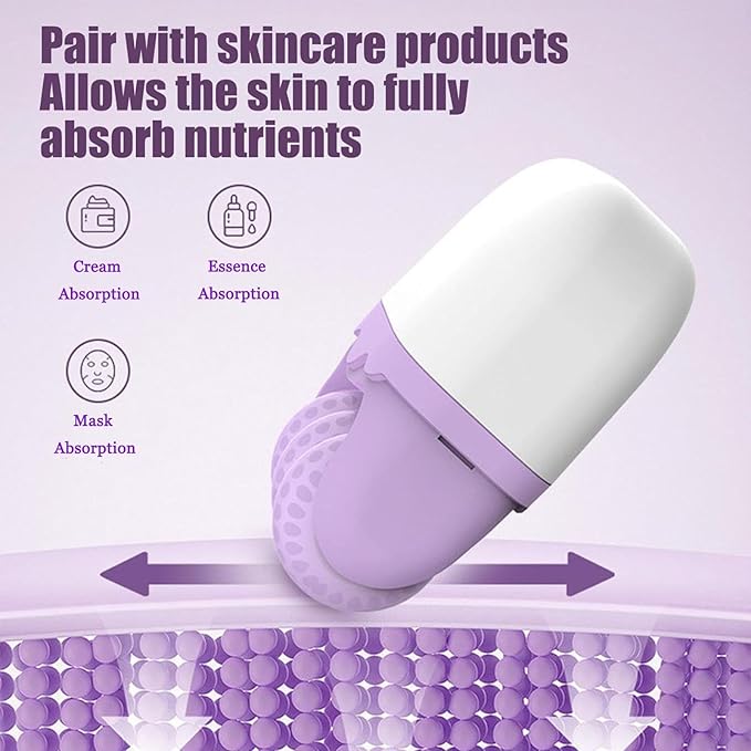 Ice Roller for Face Women - 2 in 1 Facial Ice Roller for Face & Eye Puffiness Relief, Gua Sha Facial Tools for Massage, Body Minor Cold Compress-Velvo Beauty