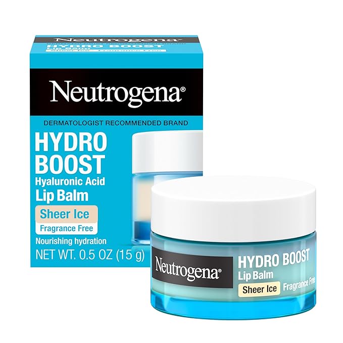 Neutrogena Hydro Boost Hyaluronic Acid, Unscented Lip Balm Leaves Lips Feeling Hydrated, Sheer Ice Nude Lip Balm with a Sweet Sugar Flavor, Fragrance Free, 0.5 oz-Velvo Beauty