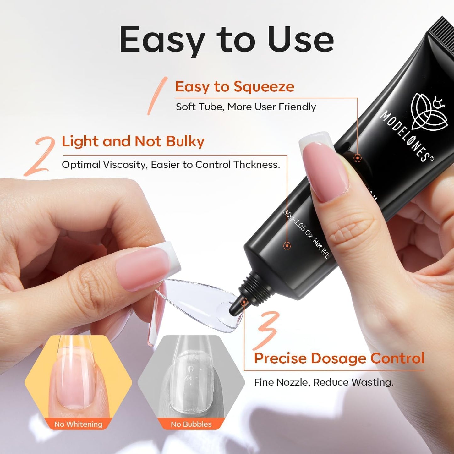 modelones Solid Nail Glue Gel, 30g Glue Gel on Nails for Clear Tips Super Strong Adhesive for Acrylic Extensions Press On Fake Tips U V Curing Needed Professional Adhesive-Velvo Beauty