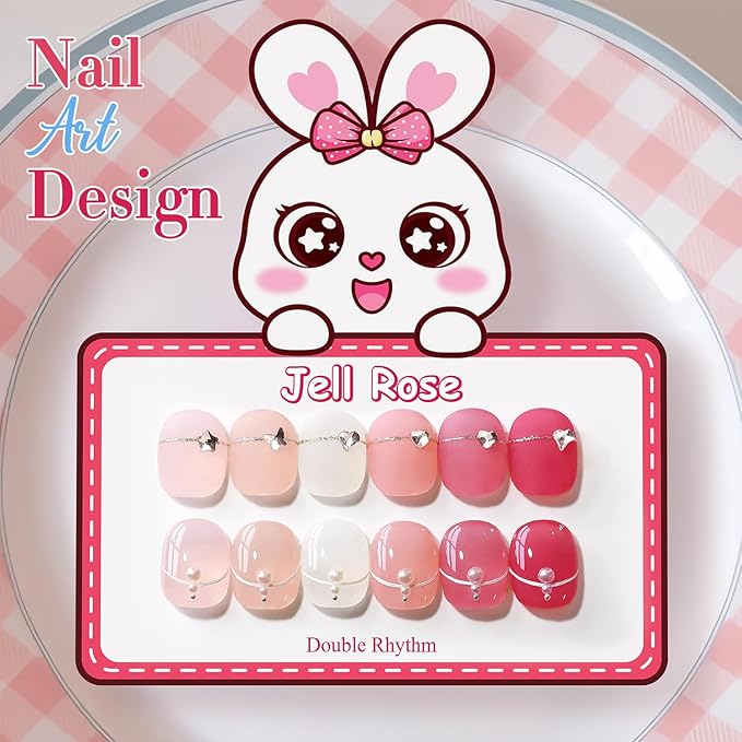 Double Rhythm 6 Pcs 15 ML Gel Polish Set Same Color Same Bottle Soak Off Gel Polish Kit Nail Art Manicure Salon DIY at Home for Women (Milky White Jelly Pink Nude Peach-T6-24)-Velvo Beauty