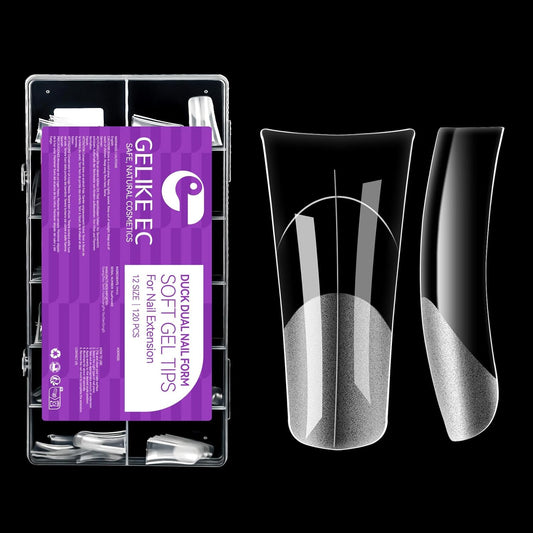 Gelike EC Duck Dual Forms for Extension: 120 Pcs Color Nail Form, 12 Size Nail Forms For Builder, Half Matte Gel Forms For Manicure Art Design Salon Diy-Velvo Beauty
