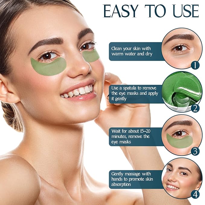 Under Eye Patches (60PCS), Aloe Vera & Collagen Eye Mask, Eye Patches for Puffy Eyes, Anti-Aging Eye Mask for Puffiness, Under Eye Mask for Dark Circles and Eye Bags, Hydrating Eye Gel Pads(green)-Velvo Beauty