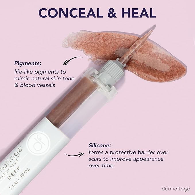 Dermaflage Scar Filler Kit - Deep - Deep Scar Cover and Waterproof Concealer for Acne Scars Wrinkles, and Ice Pick Scars Makeup, 1 mo supply-Velvo Beauty