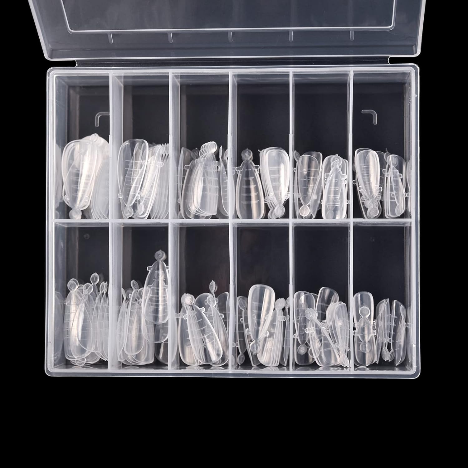 KADS 120PCS Clear Full Cover Dual Nail System Form UV Gel Acrylic Nail Art Mold Artificial Nail Tips with Scale for Extension (MODEL 8)-Velvo Beauty