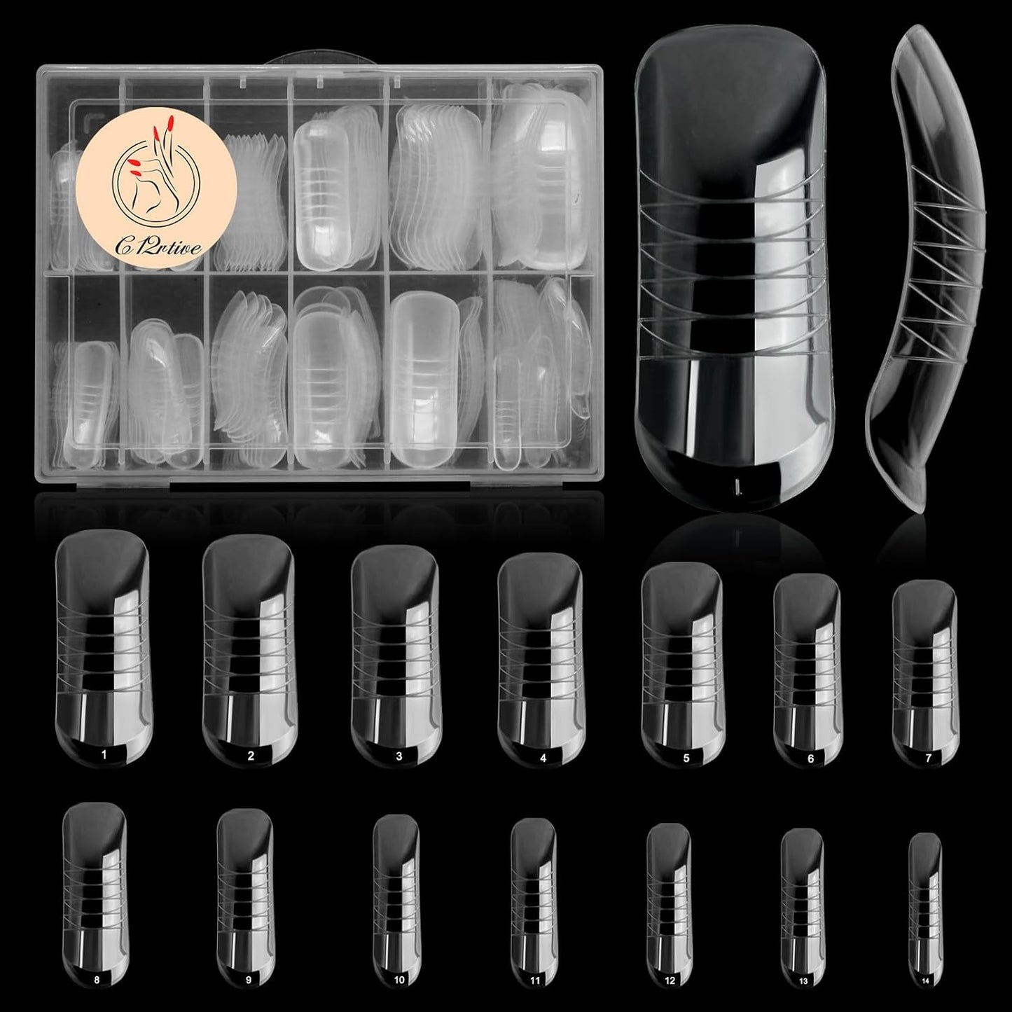 140Pcs Dual Nail Forms,Upturned Extension Poly nail gel Nail Forms Full Cover Reusable Nail Molds 14 Sizes for Nail Art Design Salon&DIY-Velvo Beauty