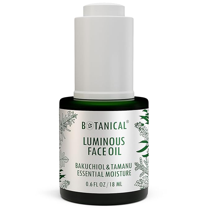 Botanical Luminous Face Oil | Skin Rejuvenating Tamanu & Bakuchiol w/Gua Sha Lift Scraper | Organic, Pure, Natural Skincare (0.6 fl oz | 18 ml)-Velvo Beauty