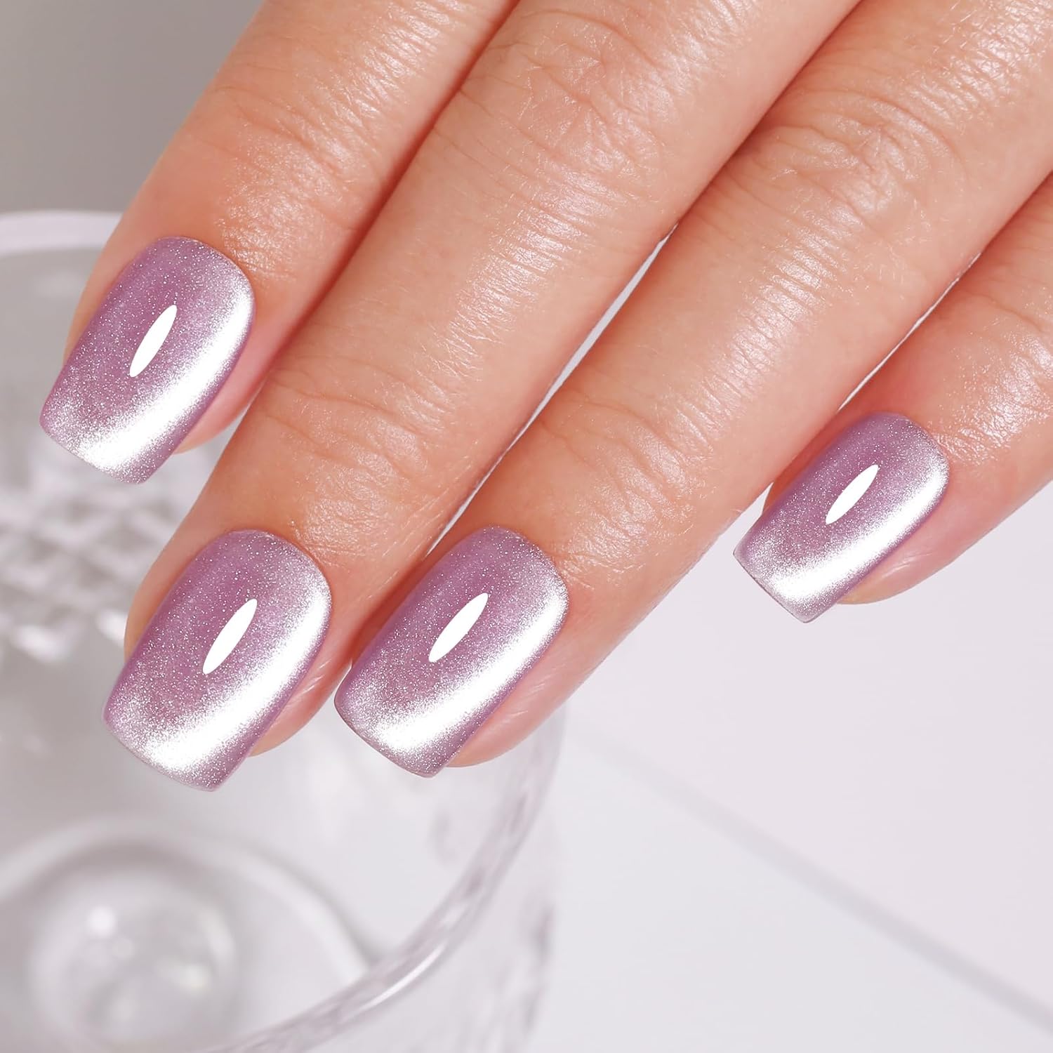 Imtiti Cat Eye Gel Nail Polish, Light Purple Holographic Magnetic Crystal Nail Gel Polish With Magnet Glittery Galaxy Spring Summer Kit Soak Off UV Led 10ML-Velvo Beauty