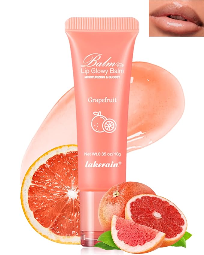 Moisturizer Lip Glowy Balm, Hydrating & Nourishing Repair Sleeping Lip Mask, Shine Glossy Finish Lip Oil,Day and Night Smooth Cracked Chapped Dry Lips,Lip Care Therapy Treatment for Women-3#Grapefruit-Velvo Beauty