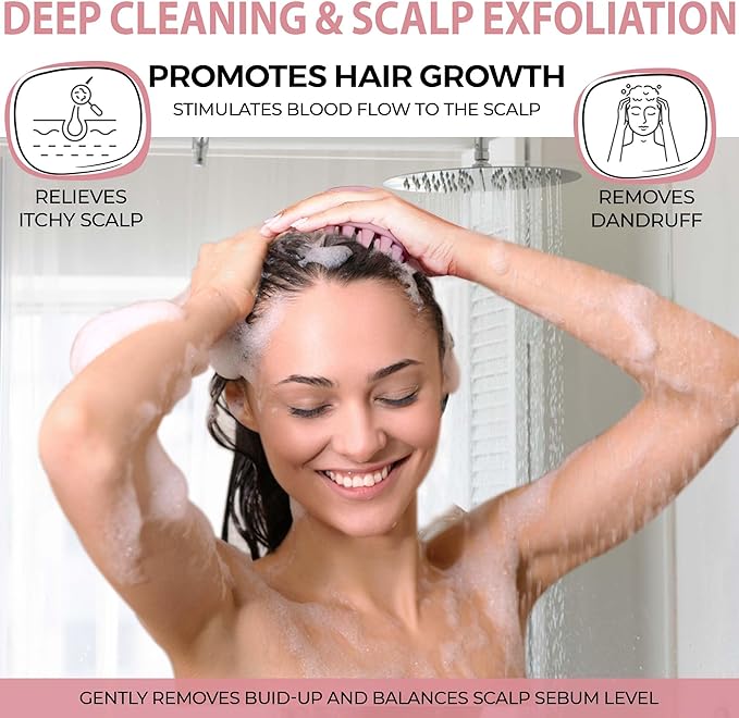 Fiora Naturals Scalp Massager Shampoo Brush - Silicon Scrubber & Exfoliator for Dandruff Removal and Hair Growth, Brush for Wet & Dry Hair, for Men, Women, Kids - BPA Free-Velvo Beauty