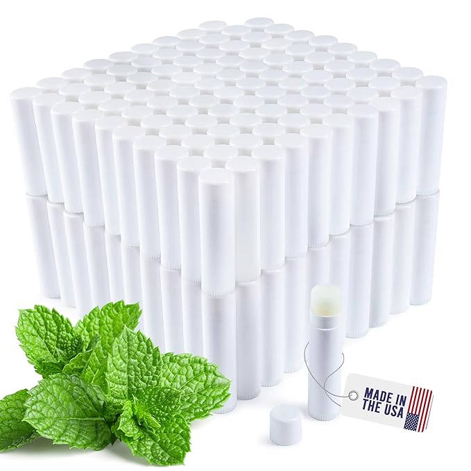 Lip Balm Bulk Unlabeled - Made in USA Bulk Chapstick - Natural Ingredients Vitamin E Shea Butter - Custom Chapstick Bulk For Party & Wedding Favors (200 Count, Peppermint)-Velvo Beauty