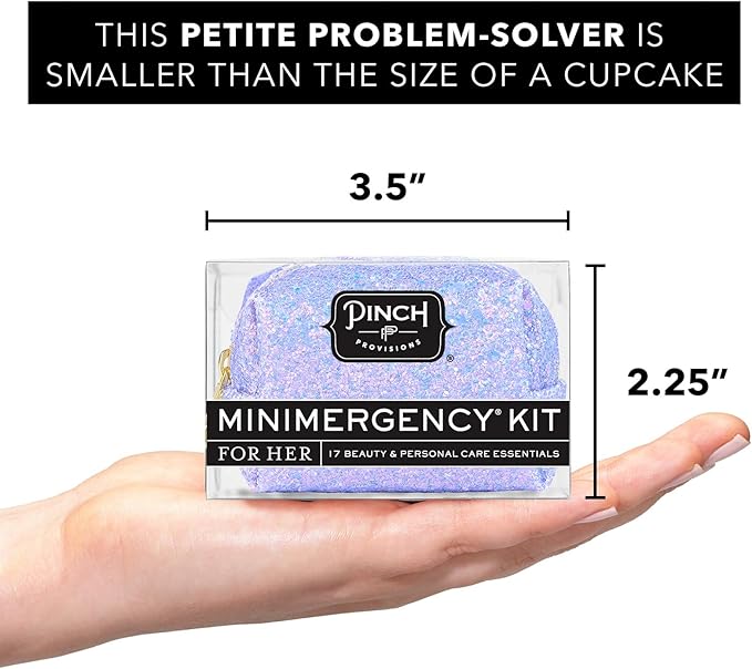 Pinch Provisions Purple Periwinkle Minimergency Kit, includes 17 Travel-Sized Cosmetic Essentials, Convenient for Purses, Emergency Beauty Accessories, Gifts for Holiday’s & Birthday’s-Velvo Beauty