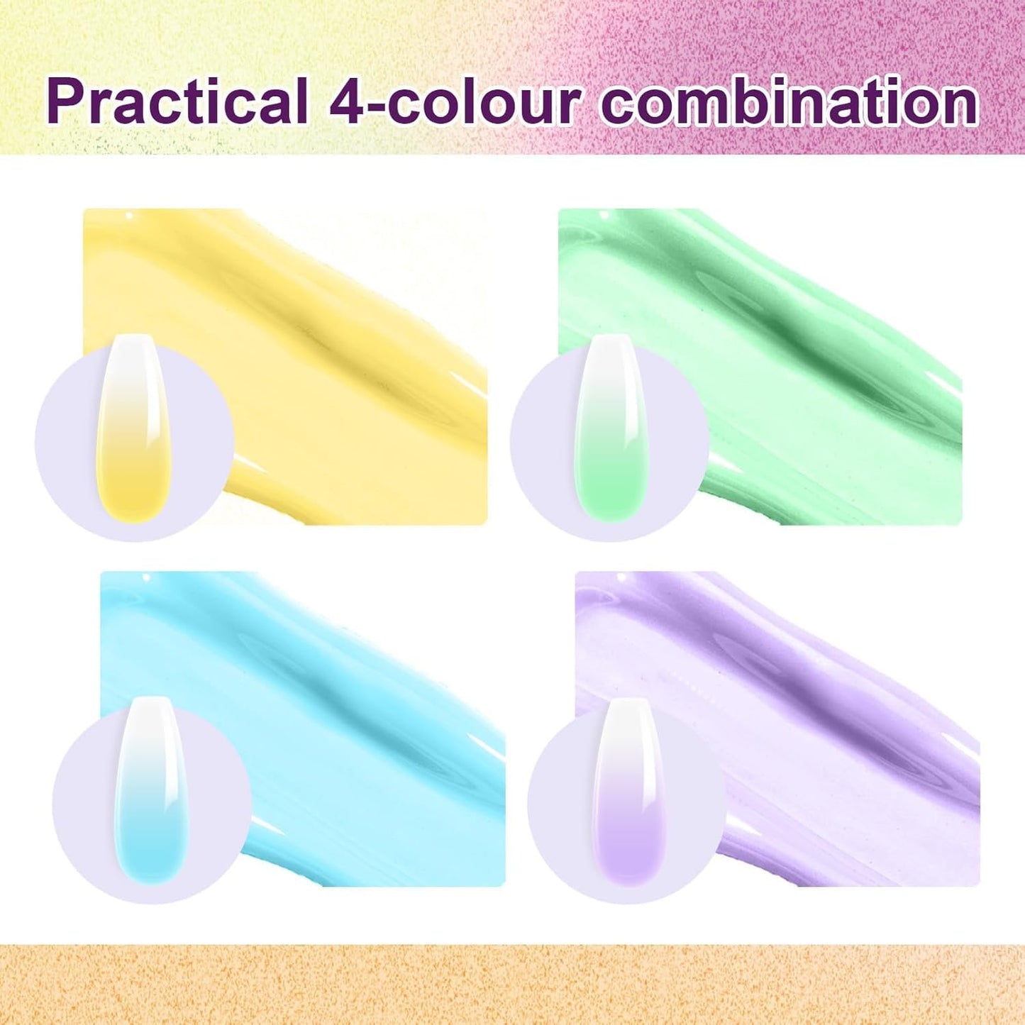 Gradient Painting Gel, 4 Bright Colors Ombre Gel Nail Polish Spring Summer Light Blue Green Sponging for Pigment Pat Aura Nails French Manicure Soak Off UV DIY Nail Art Ice Cream Dream Set-Velvo Beauty