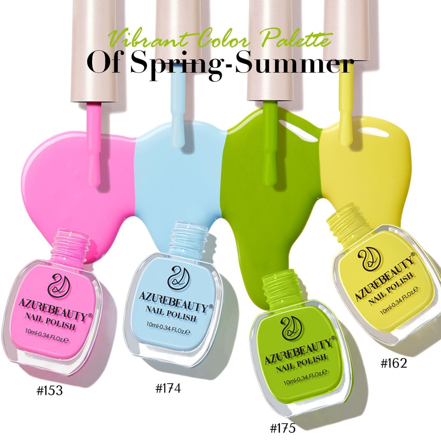 AZUREBEAUTY Nail Polish Set, 4 Colors Pastel Lime Green Yellow Pink Quick Dry Natural Nail Lacquer Strengthening Treatment Kit DIY Salon at Home-Velvo Beauty